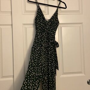 Kaileigh green floral long pants romper